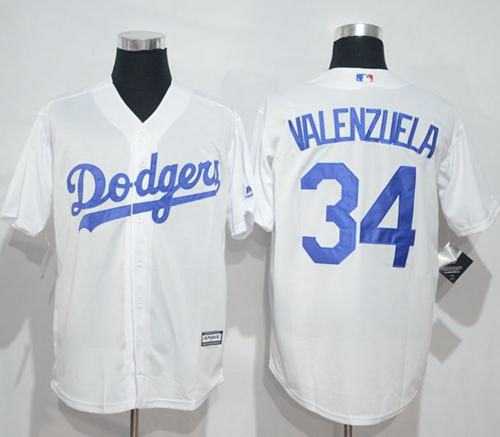 Los Angeles Dodgers #34 Fernando Valenzuela White New Cool Base Stitched Baseball Jersey