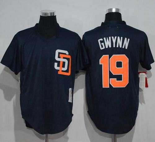 Mitchell And Ness 1996 San Diego Padres #19 Tony Gwynn Navy Blue Throwback Stitched Baseball Jersey