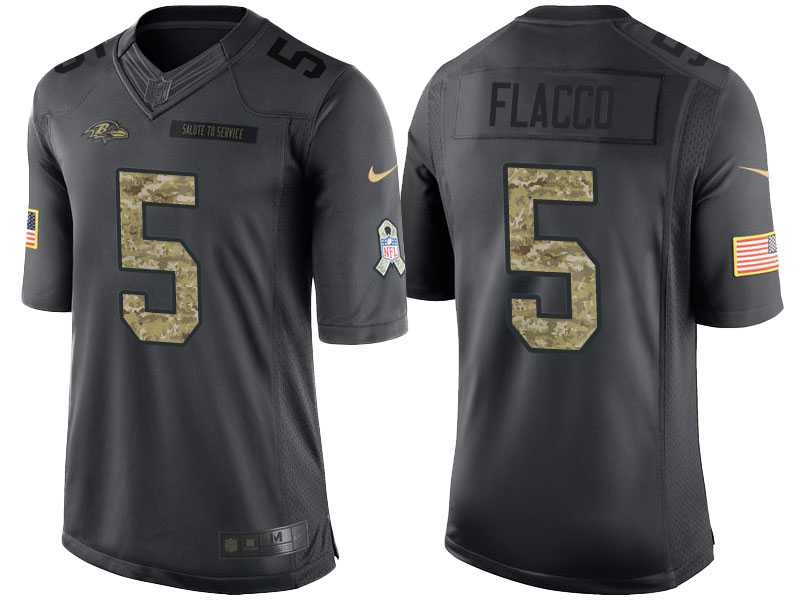Nike Baltimore Ravens #5 Joe Flacco Men's Stitched Anthracite NFL Salute to Service Limited Jerseys