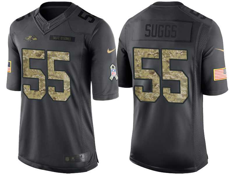 Nike Baltimore Ravens #55 Terrell Suggs Men's Stitched Anthracite NFL Salute to Service Limited Jerseys