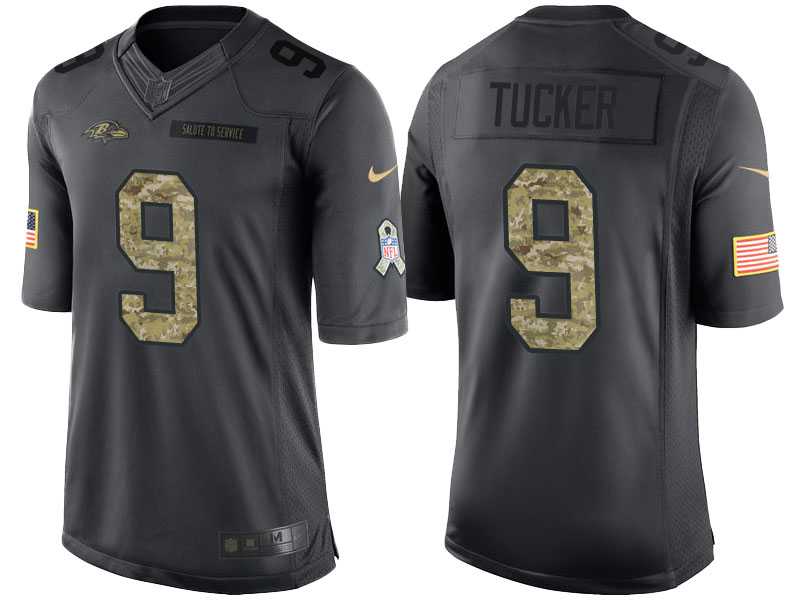 Nike Baltimore Ravens #9 Justin Tucker Men's Stitched Anthracite NFL Salute to Service Limited Jerseys