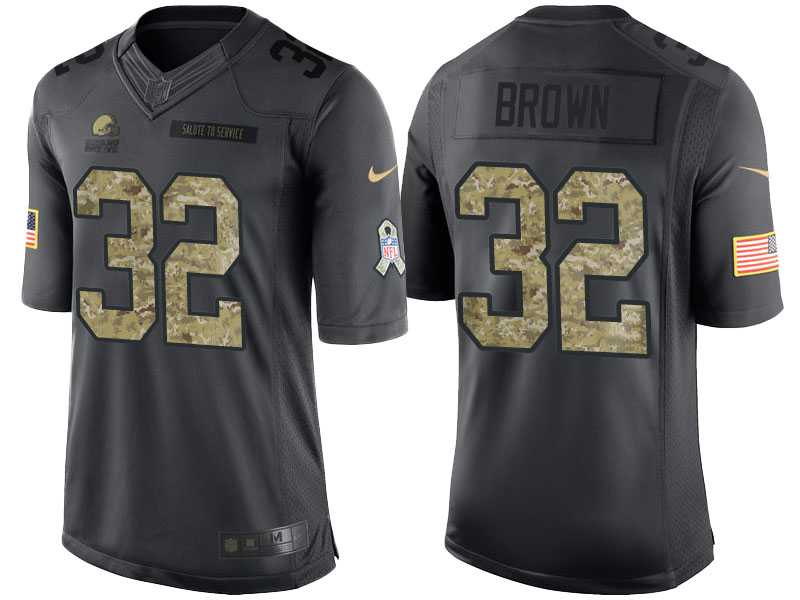 Nike Cleveland Browns #32 Jim Brown Men's Stitched Anthracite NFL Salute to Service Limited Jerseys