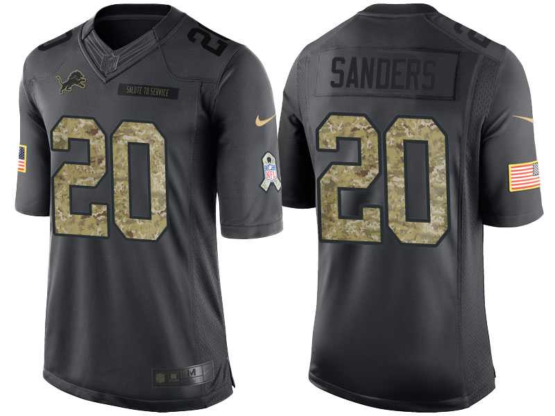 Nike Detroit Lions #20 Barry Sanders Men's Stitched Anthracite NFL Salute to Service Limited Jerseys