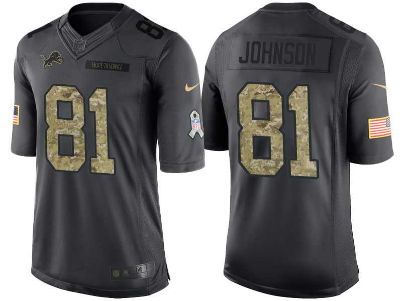 Nike Detroit Lions #81 Calvin Johnson Men's Stitched Anthracite NFL Salute to Service Limited Jerseys