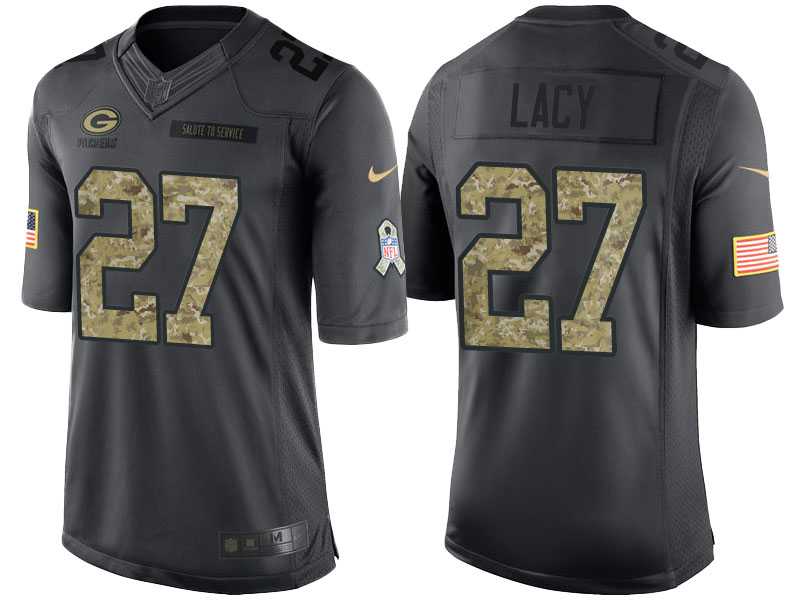 Nike Green Bay Packers #27 Eddie Lacy Men's Stitched Anthracite NFL Salute to Service Limited Jerseys