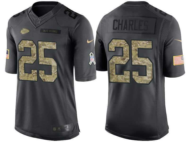 Nike Kansas City Chiefs #25 Jamaal Charles Men's Stitched Anthracite NFL Salute to Service Limited Jerseys