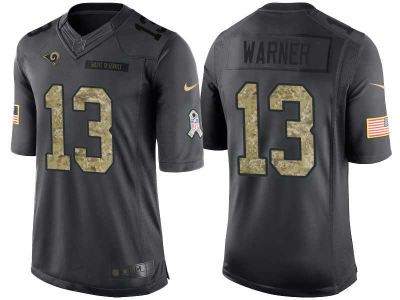 Nike Los Angeles Rams #13 Kurt Warner Men's Stitched Anthracite NFL Salute to Service Limited Jerseys