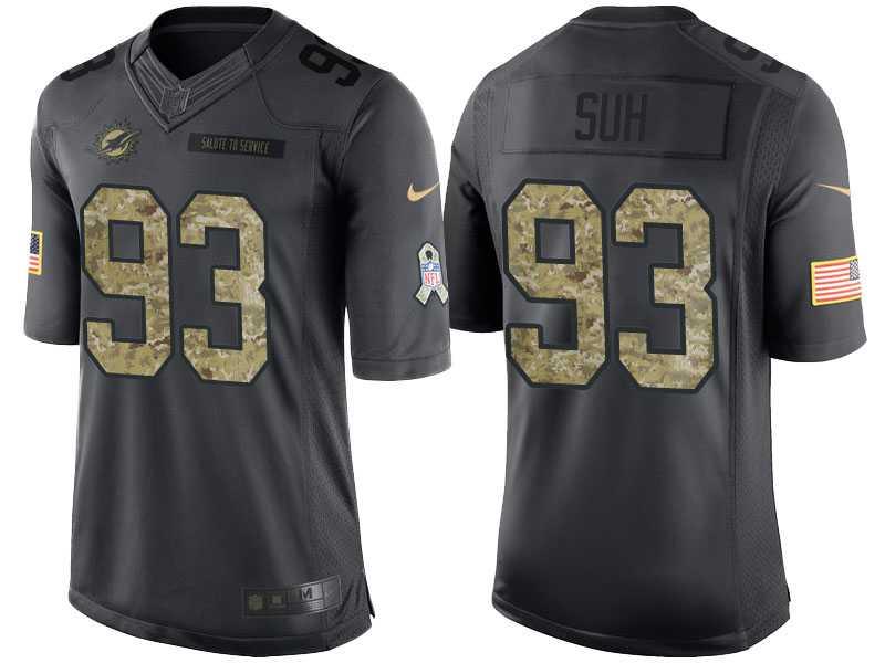 Nike Miami Dolphins #93 Ndamukong Suh Men's Stitched Anthracite NFL Salute to Service Limited Jerseys