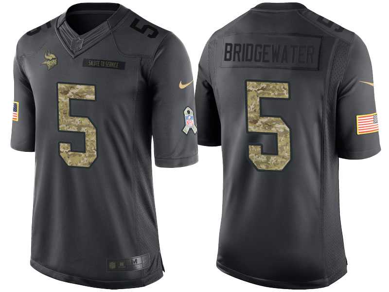 Nike Minnesota Vikings #5 Teddy Bridgewater Men's Stitched Anthracite NFL Salute to Service Limited Jerseys