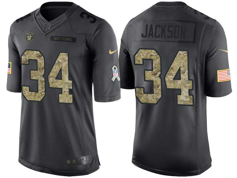 Nike Oakland Raiders #34 Bo Jackson Men's Stitched Anthracite NFL Salute to Service Limited Jerseys