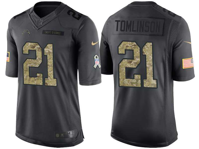 Nike San Diego Chargers #21 LaDainian Tomlinson Men's Stitched Anthracite NFL Salute to Service Limited Jerseys