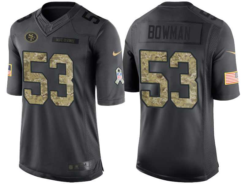 Nike San Francisco 49ers #53 NaVorro Bowman Men's Stitched Anthracite NFL Salute to Service Limited Jerseys