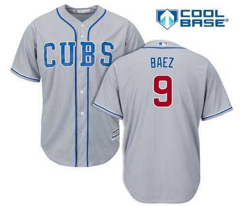 Chicago Cubs #9 Javier Baez Grey Alternate Road Cool Base Stitched Baseball Jersey