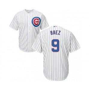 Chicago Cubs #9 Javier Baez New White Strip Cool Base Stitched Baseball Jersey