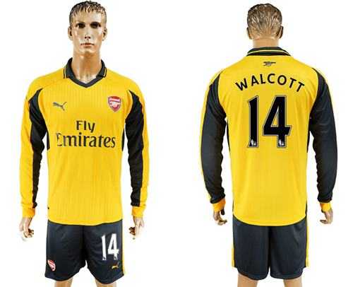 Arsenal #14 Walcott Away Long Sleeves Soccer Club Jersey