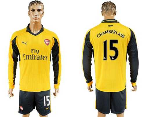 Arsenal #15 Chamberlain Away Long Sleeves Soccer Club Jersey