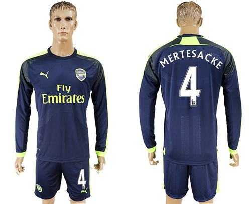 Arsenal #4 Mertesacke Sec Away Long Sleeves Soccer Club Jersey