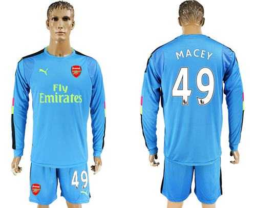 Arsenal #49 Macey Blue Goalkeeper Long Sleeves Soccer Club Jersey