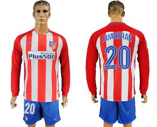 Atletico Madrid #20 Juanfran Home Long Sleeves Soccer Club Jersey