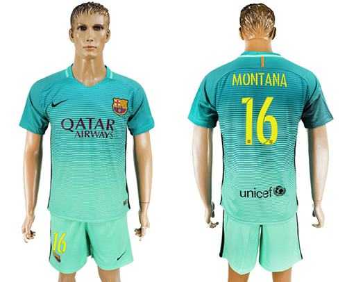 Barcelona #16 Montana Sec Away Soccer Club Jersey