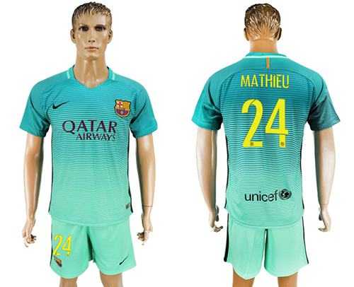 Barcelona #24 Mathieu Sec Away Soccer Club Jersey