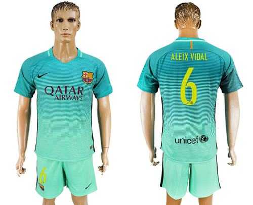 Barcelona #6 Aleix Vidal Sec Away Soccer Club Jersey