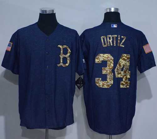 Boston Red Sox #34 David Ortiz Denim Blue Salute to Service Stitched Baseball Jersey