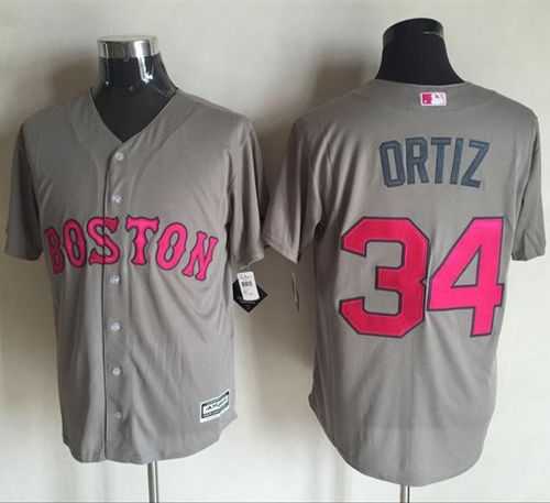 Boston Red Sox #34 David Ortiz Grey New Cool Base 2016 Mother's Day Stitched Baseball Jersey