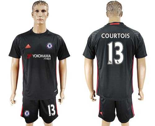 Chelsea #13 Courtois Black Goalkeeper Soccer Club Jersey