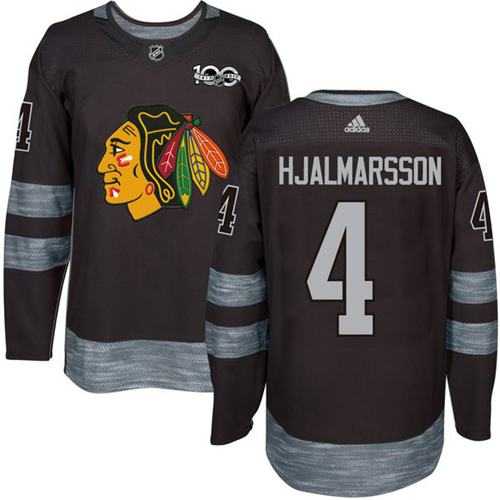 Chicago Blackhawks #4 Niklas Hjalmarsson Black 1917-2017 100th Anniversary Stitched NHL Jersey