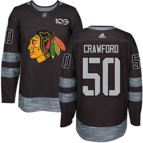 Chicago Blackhawks #50 Corey Crawford Black 1917-2017 100th Anniversary Stitched NHL Jersey