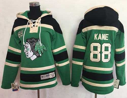 Chicago Blackhawks #88 Patrick Kane Green Sawyer Hooded Sweatshirt Stitched Youth NHL Jersey