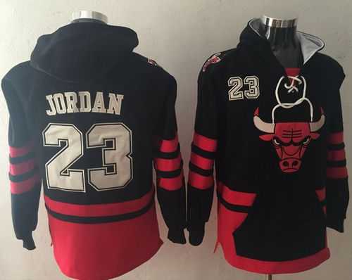 Chicago Bulls #23 Michael Jordan Black Name & Number Pullover NBA Hoodie