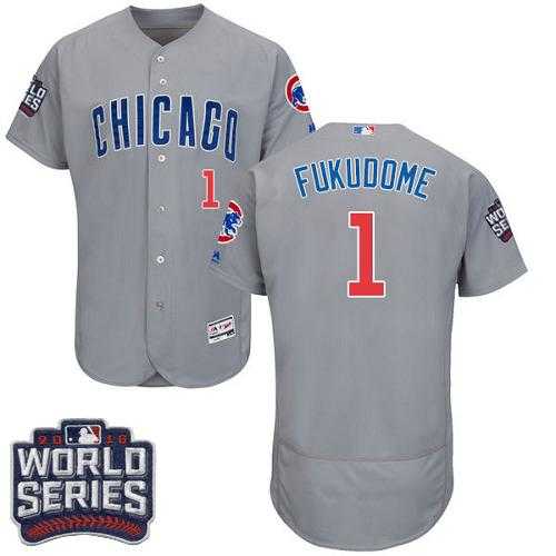 Chicago Cubs #1 Kosuke Fukudome Grey Flexbase Authentic Collection Road 2016 World Series Bound Stitched Baseball Jersey
