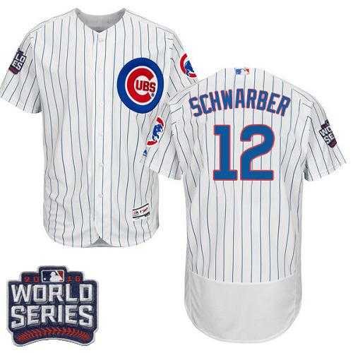Chicago Cubs #12 Kyle Schwarber White Flexbase Authentic Collection 2016 World Series Bound Stitched Baseball Jersey
