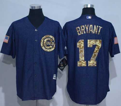 Chicago Cubs #17 Kris Bryant Denim Blue Salute to Service Stitched Baseball Jersey