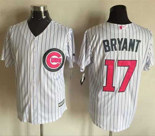 Chicago Cubs #17 Kris Bryant White Strip New Cool Base 2016 Mother's Day Stitched Baseball Jersey
