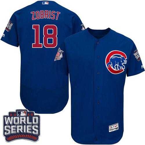 Chicago Cubs #18 Ben Zobrist Blue Flexbase Authentic Collection 2016 World Series Bound Stitched Baseball Jersey