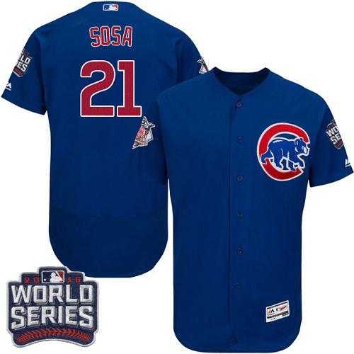 Chicago Cubs #21 Sammy Sosa Blue Flexbase Authentic Collection 2016 World Series Bound Stitched Baseball Jersey