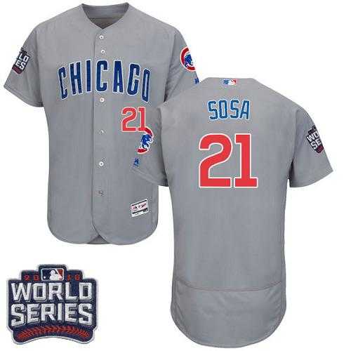 Chicago Cubs #21 Sammy Sosa Grey Flexbase Authentic Collection Road 2016 World Series Bound Stitched Baseball Jersey