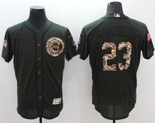 Chicago Cubs #23 Ryne Sandberg Green Flexbase Authentic Collection Salute to Service Stitched Baseball Jersey