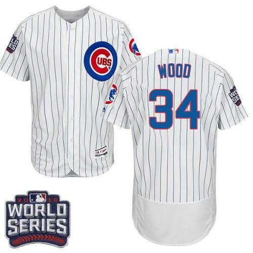 Chicago Cubs #34 Kerry Wood White Flexbase Authentic Collection 2016 World Series Bound Stitched Baseball Jersey