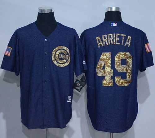 Chicago Cubs #49 Jake Arrieta Denim Blue Salute to Service Stitched Baseball Jersey