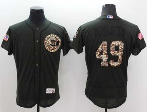 Chicago Cubs #49 Jake Arrieta Green Flexbase Authentic Collection Salute to Service Stitched Baseball Jersey