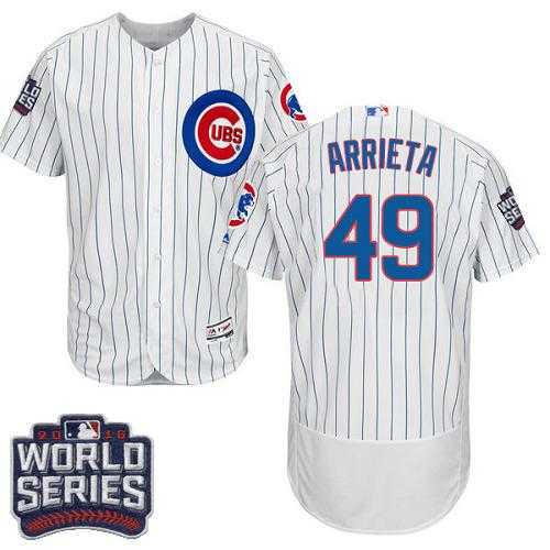 Chicago Cubs #49 Jake Arrieta White Flexbase Authentic Collection 2016 World Series Bound Stitched Baseball Jersey