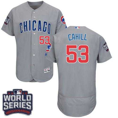 Chicago Cubs #53 Trevor Cahill Grey Flexbase Authentic Collection Road 2016 World Series Bound Stitched Baseball Jersey