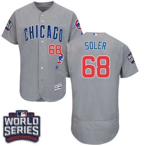 Chicago Cubs #68 Jorge Soler Grey Flexbase Authentic Collection Road 2016 World Series Bound Stitched Baseball Jersey