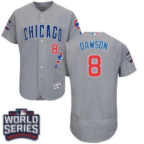 Chicago Cubs #8 Andre Dawson Grey Flexbase Authentic Collection Road 2016 World Series Bound Stitched Baseball Jersey
