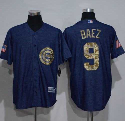 Chicago Cubs #9 Javier Baez Denim Blue Salute to Service Stitched Baseball Jersey