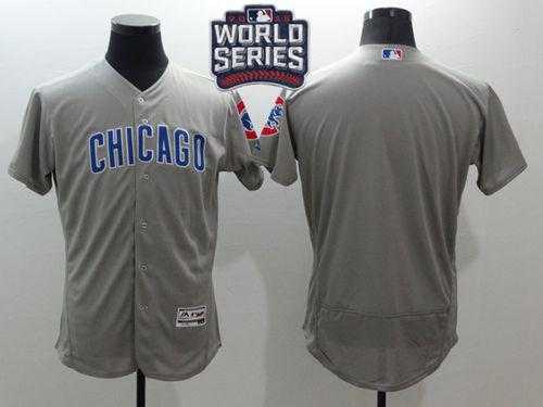 Chicago Cubs Blank Grey Flexbase Authentic Collection Road 2016 World Series Bound Stitched Baseball Jersey